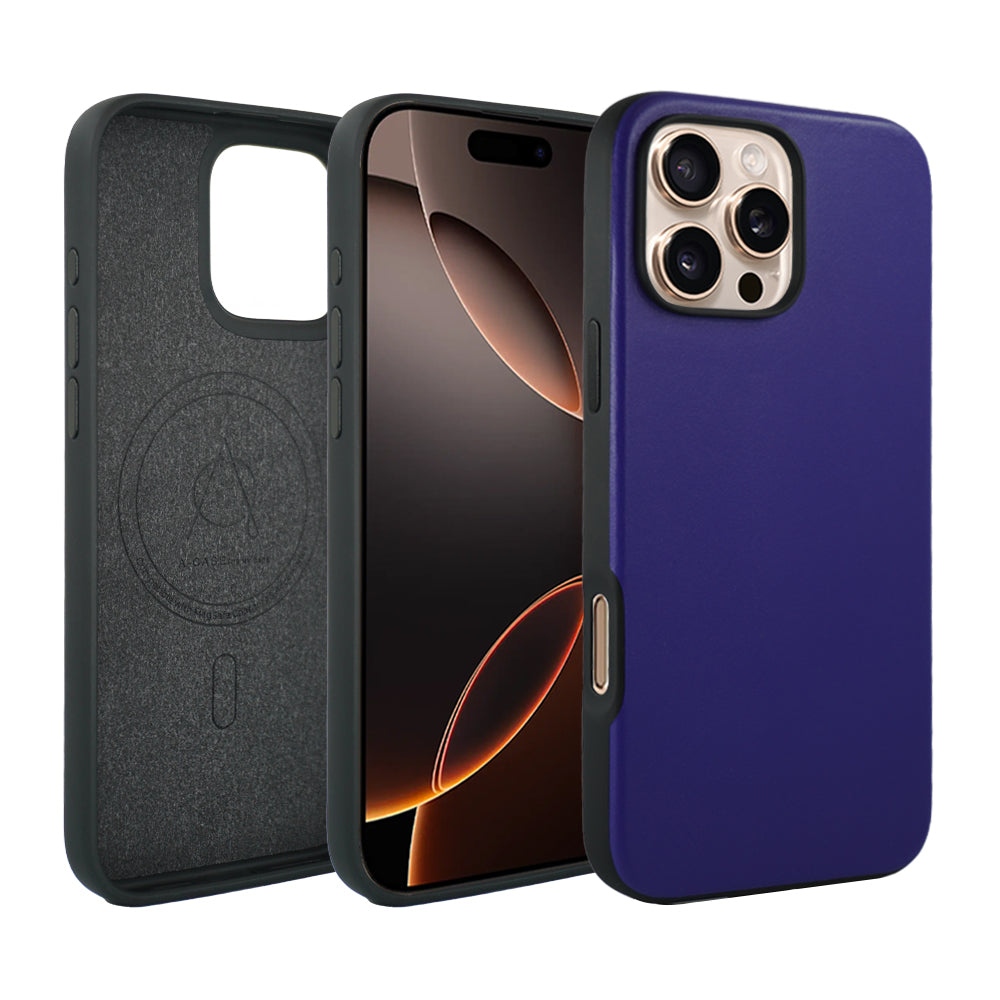 Elmas American Leather Case for iPhone 16 Series-Blue