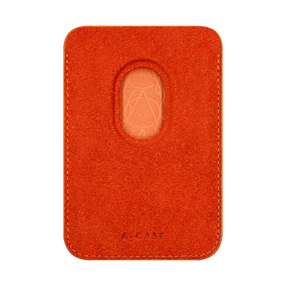 Kadife Alcantara Leather Premium Magnetic Card Holder - Orange