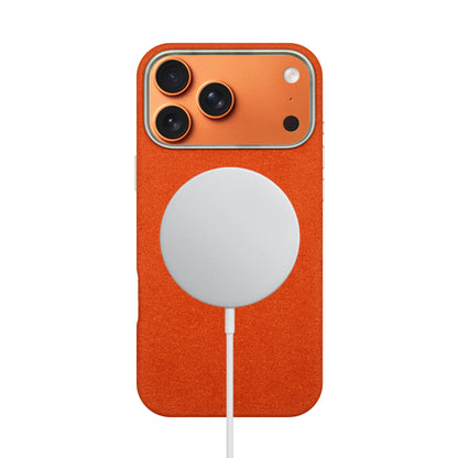Kadife Alcantara Leather Case For iPhone 17 Pro Max - Orange
