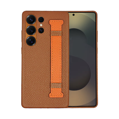 Amur Pro Leather Case For S25 Ultra - Brown/Orange