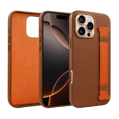 Amur Pro Leather Case For iPhone 16 Series-Beige/Black