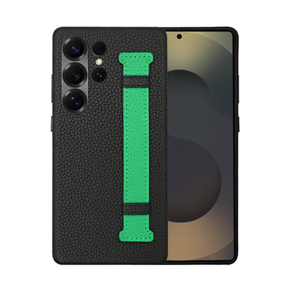 Amur Pro Leather Case For S25 Ultra - Black/Green