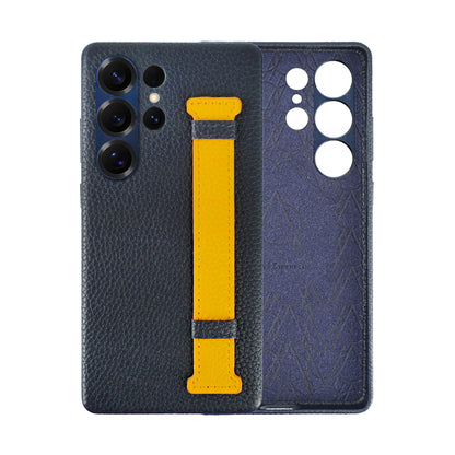 Amur Pro Leather Case For S25 Ultra - Blue/Yellow