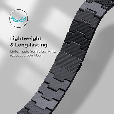 Carbon Fiber Watch Band Compatible with iWatch Series 7/6/SE/5/4/3/2/1-Black