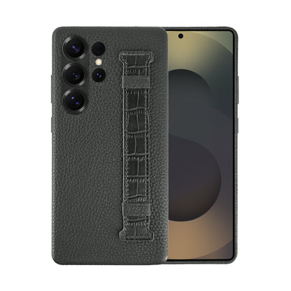 Amur Pro Leather Case For S25 Ultra - Black/BlackSnake