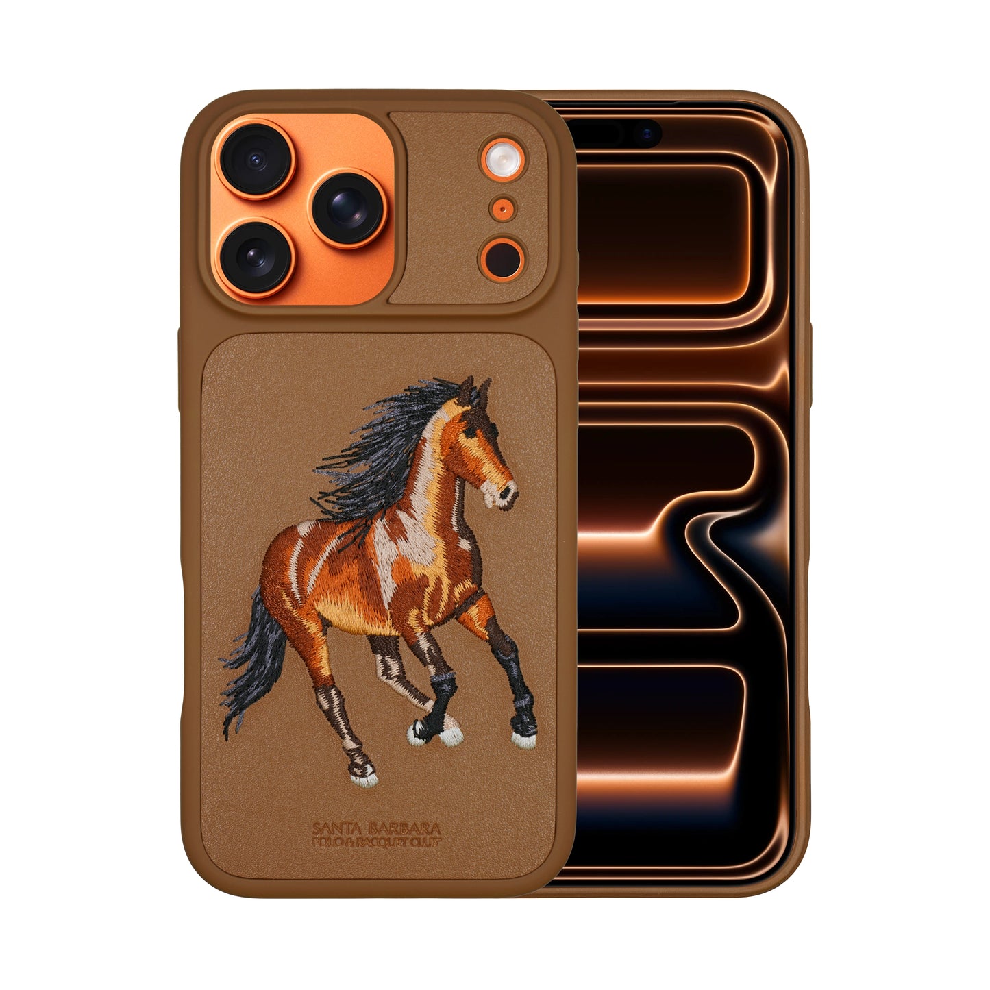 Santa Barbara Polo & Racquet Club Boris Elegant Horse Embroidery Case for iPhone 17 Series - Brown