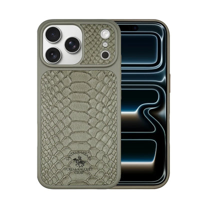 Santa Barbara Polo & Racquet Club Knight  Premium Snake Texture  Case for iPhone 17 Series - Gray