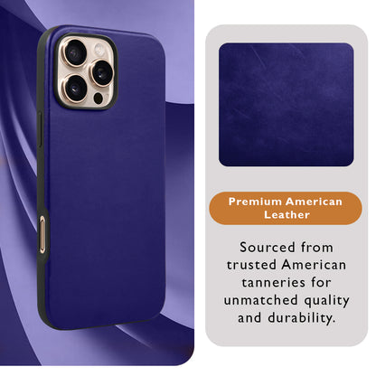 Elmas American Leather Case for iPhone 16 Series-Blue