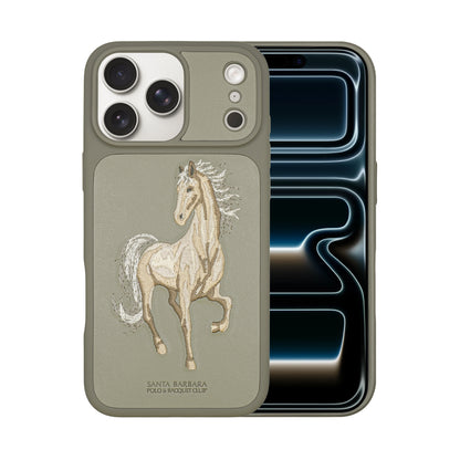 Santa Barbara Polo & Racquet Club Boris Elegant Horse Embroidery Case for iPhone 17 Series - Gray