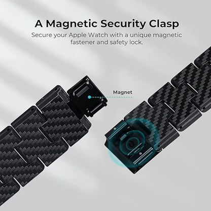 Carbon Fiber Watch Band Compatible with iWatch Series 7/6/SE/5/4/3/2/1-Black
