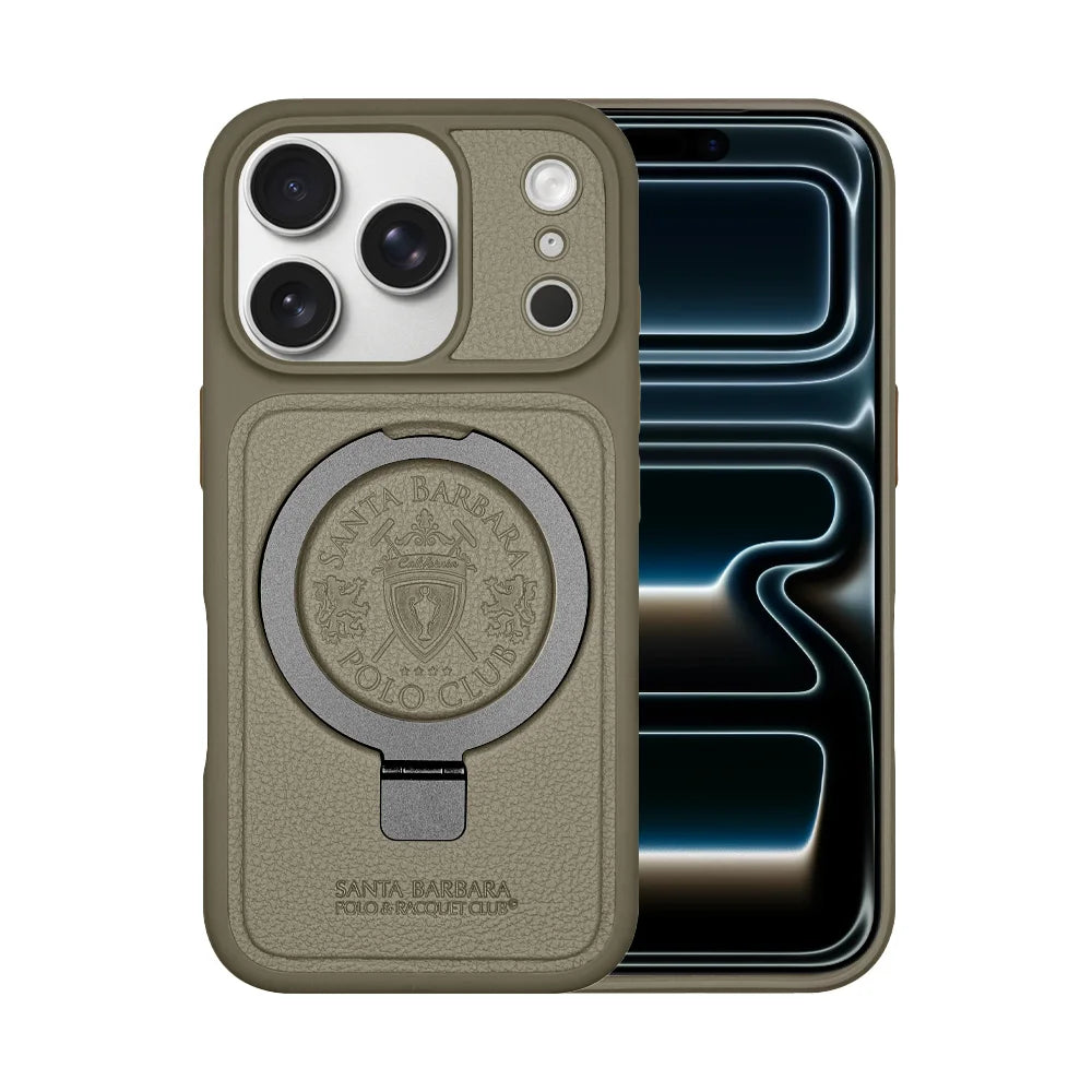 Santa Barbara Polo & Racquet Club Primo Built-in Foldable Kick Stand Case for iPhone 17 Series - Gray