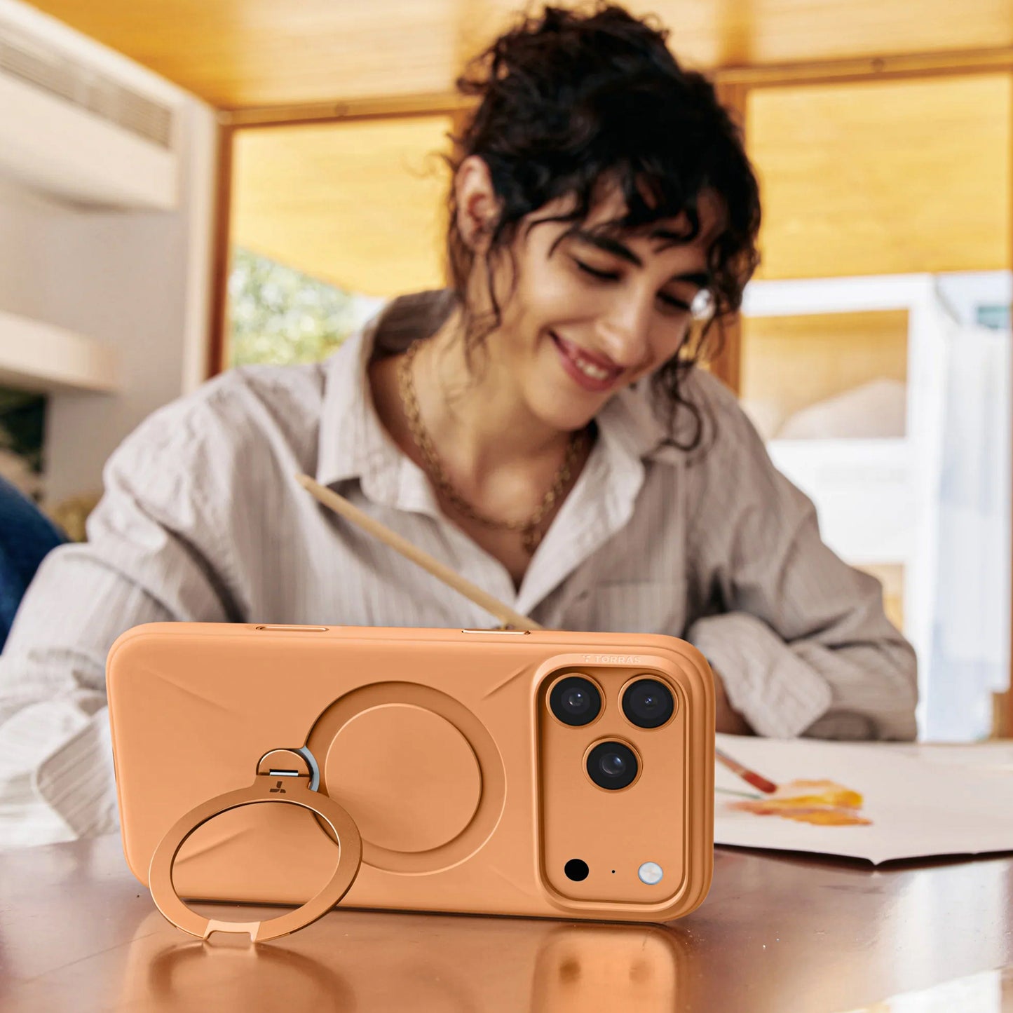 Torras Ostand Q3 Silicone for iPhone 17 Series - Orange