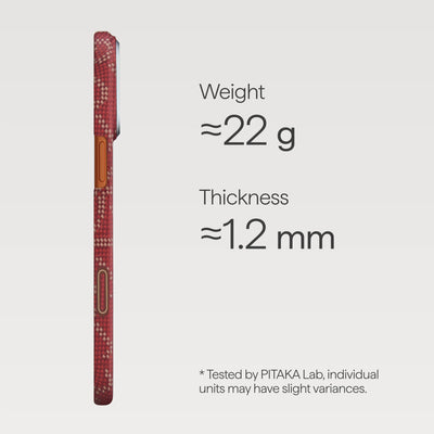 Pitaka Aramid Ultra-Slim Case With PitaTap for iPhone 17 Series PTK - Red/Gold