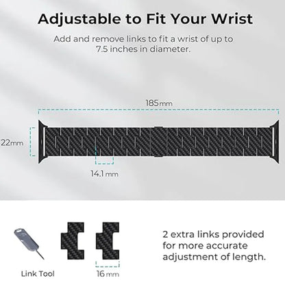 Carbon Fiber Watch Band Compatible with iWatch Series 7/6/SE/5/4/3/2/1-Black