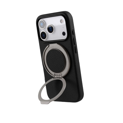 Amur Genuine Leather Phone Case With Grip 2 in 1 - Black