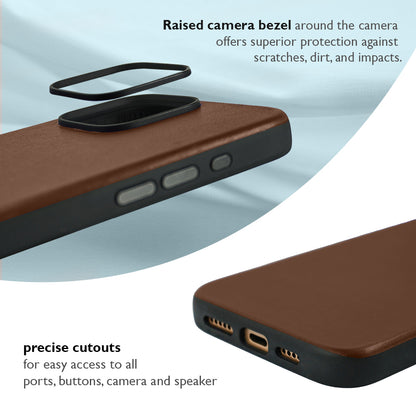 Elmas American Leather Case for iPhone 16 Series-Brown