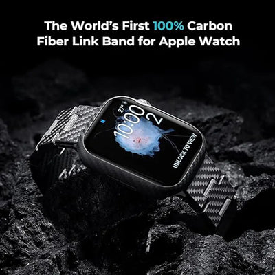 Carbon Fiber Watch Band Compatible with iWatch Series 7/6/SE/5/4/3/2/1-Black