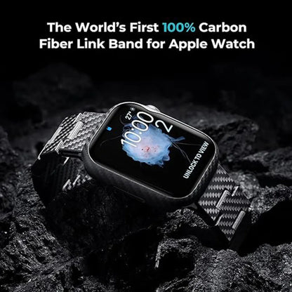 Carbon Fiber Watch Band Compatible with iWatch Series 7/6/SE/5/4/3/2/1-Black