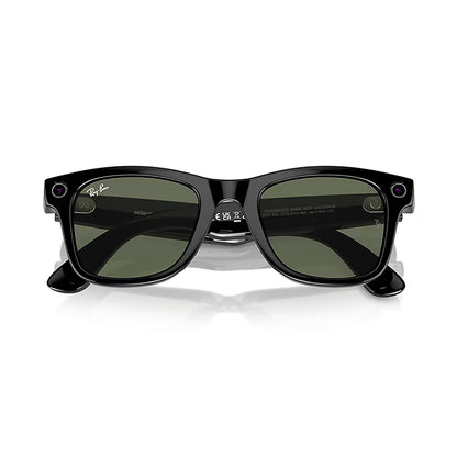 Rayban Meta Wayfarer Shiny Black Sunglasses For Men & Women RW4006