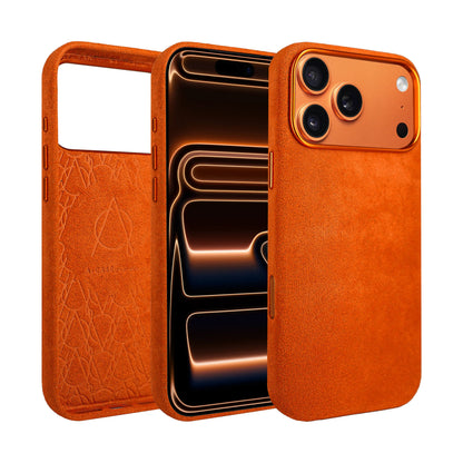Kadife Alcantara Leather Case For iPhone 17 Pro Max - Light Orange