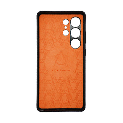 Amur Pro Leather Case For S25 Ultra - Black/Orange