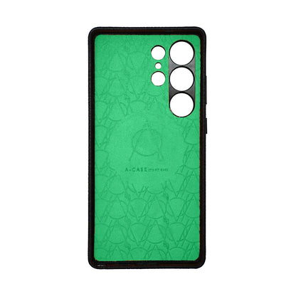 Amur Pro Leather Case For S25 Ultra - Black/Green