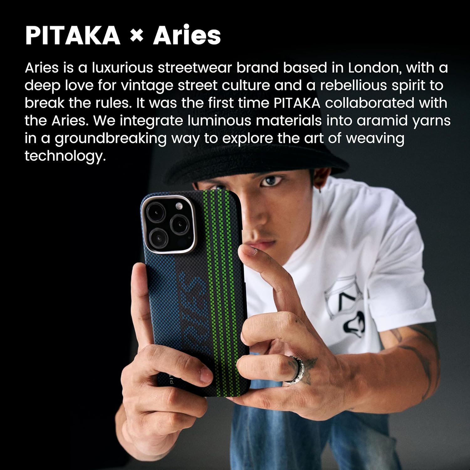 Aries Collaborative Luminous Case Tactile Woven Case for iPhone 16 Series - Credit card