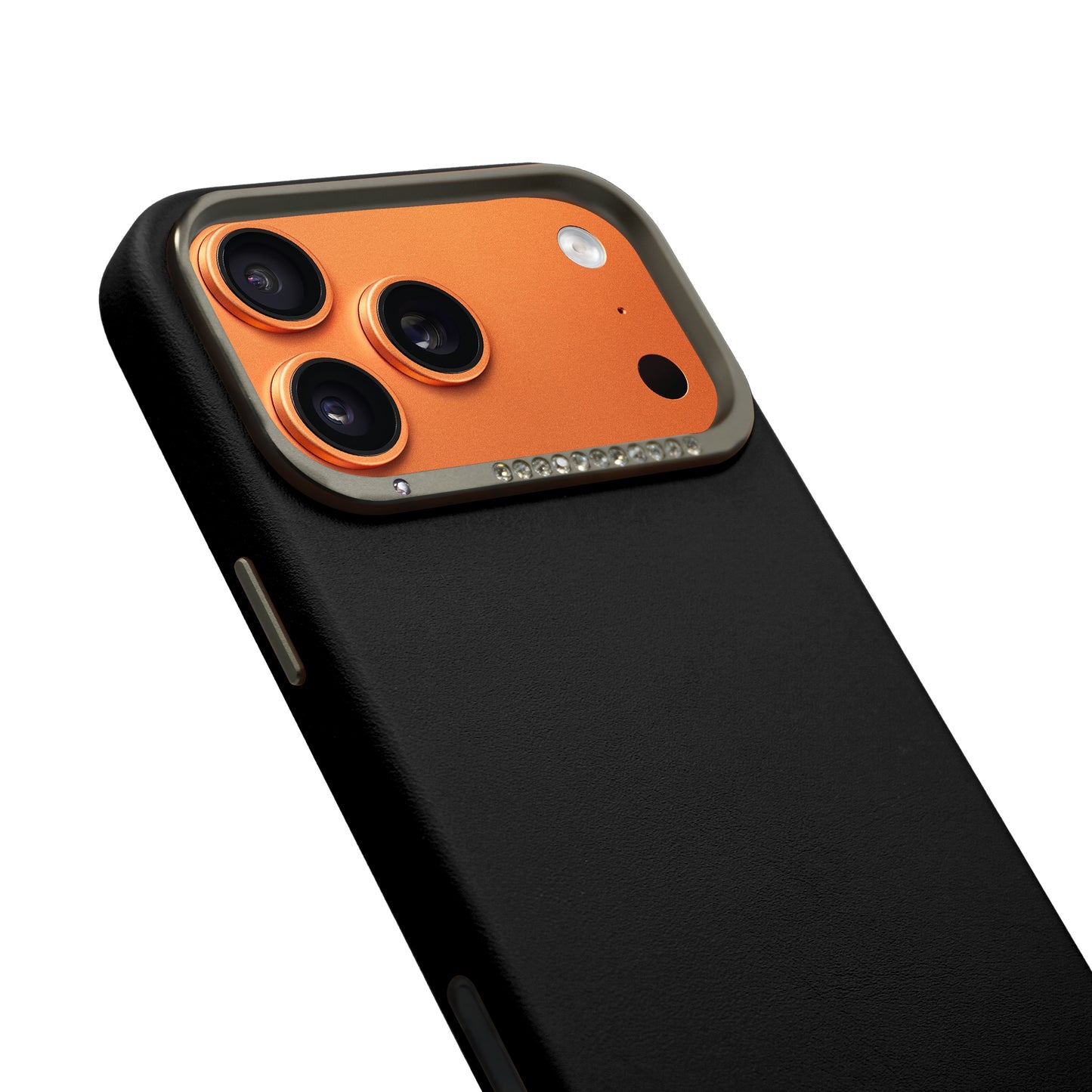 Alimli Vegan Leather Crystal Rhinstones Case for iPhone 17 Pro Max - Black