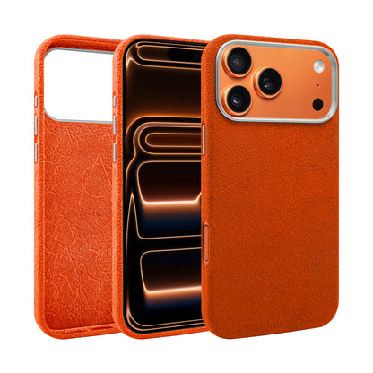 Kadife Alcantara Leather Case For iPhone 17 Pro Max - Orange