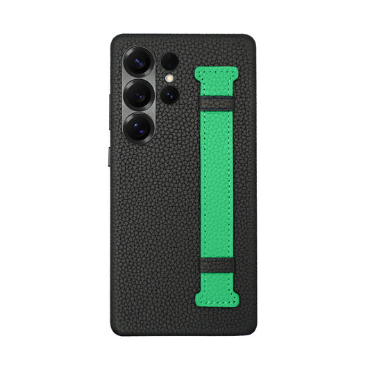 Amur Pro Leather Case For S25 Ultra - Black/Green