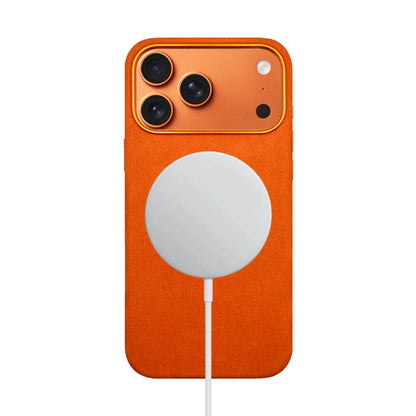 Kadife Alcantara Leather Case For iPhone 17 Pro Max - Light Orange