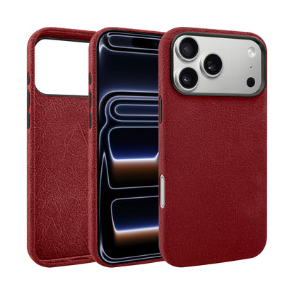Kadife Alcantara Leather Case For iPhone 17 Pro Max - Maroon