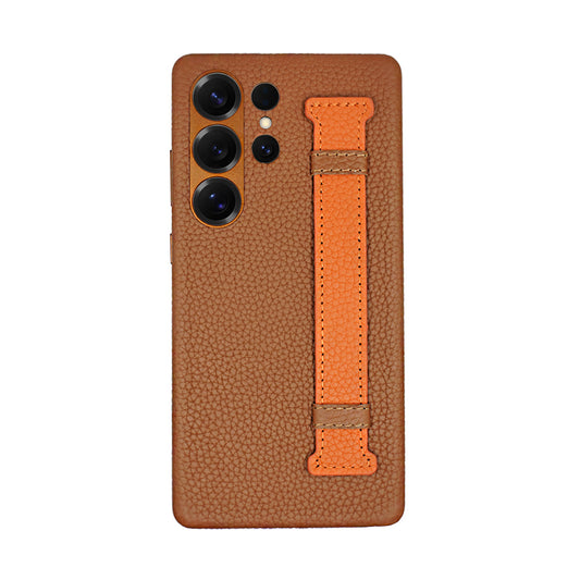 Amur Pro Leather Case For S25 Ultra - Brown/Orange