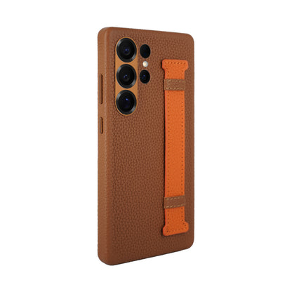 Amur Pro Leather Case For S25 Ultra - Brown/Orange