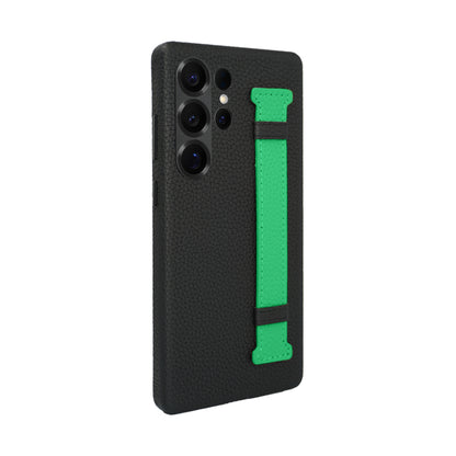 Amur Pro Leather Case For S25 Ultra - Black/Green