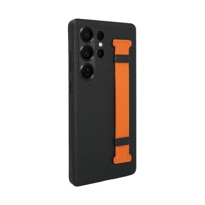 Amur Pro Leather Case For S25 Ultra - Black/Orange