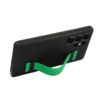 Amur Pro Leather Case For S25 Ultra - Black/Green