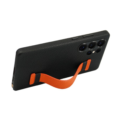 Amur Pro Leather Case For S25 Ultra - Black/Orange
