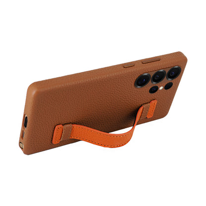 Amur Pro Leather Case For S25 Ultra - Brown/Orange