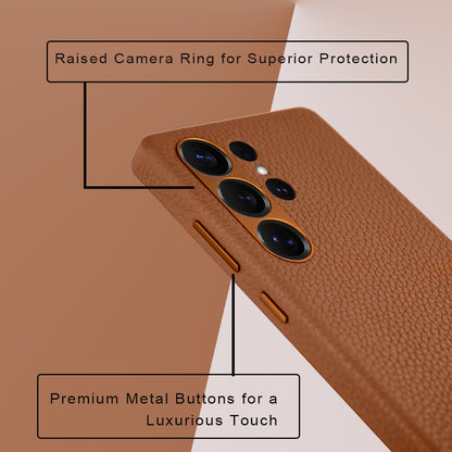 A-Case Amur Genuine Leather Case for Galaxy S25 Ultra - Brown