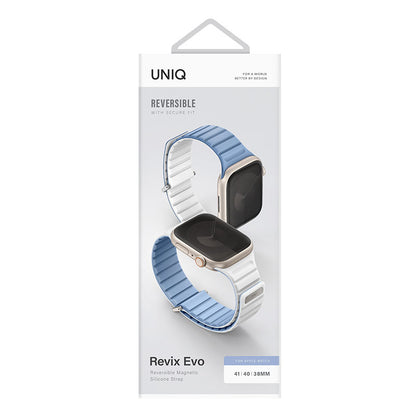 Uniq Revix Evo Reversible Magnetic Apple Watch Strap 49/45/44/42MM – Powder Blue / White