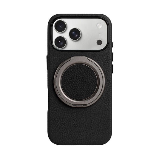 Amur Genuine Leather Phone Case With Grip 2 in 1 - Black