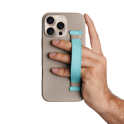 Amur Pro Leather Case For iPhone 16 Series-Gray/Tiffany