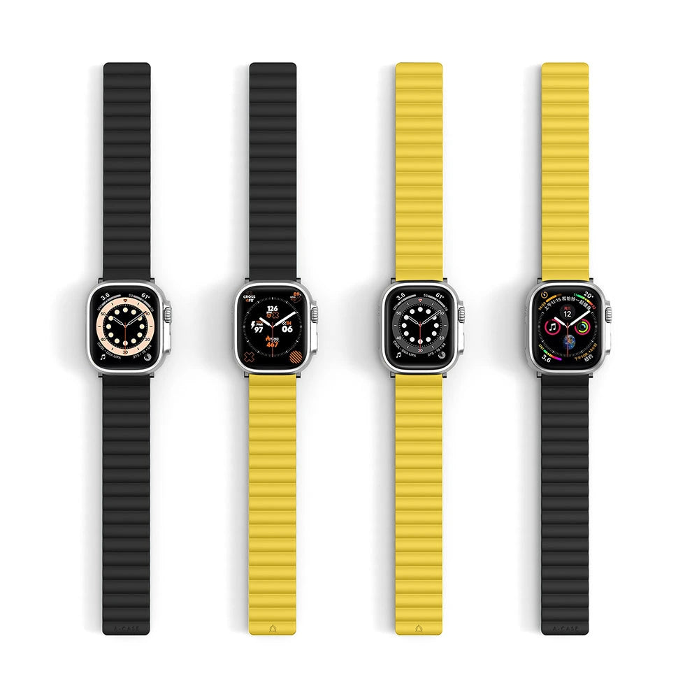 Invix Apple Watch Silicone Magnetic Band - Black/yellow