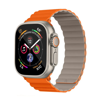 Invix Apple Watch Silicone Magnetic Band - Orange/Titanium
