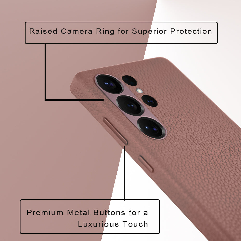 A-Case Amur Genuine Leather Case for Galaxy S25 Ultra - Pink
