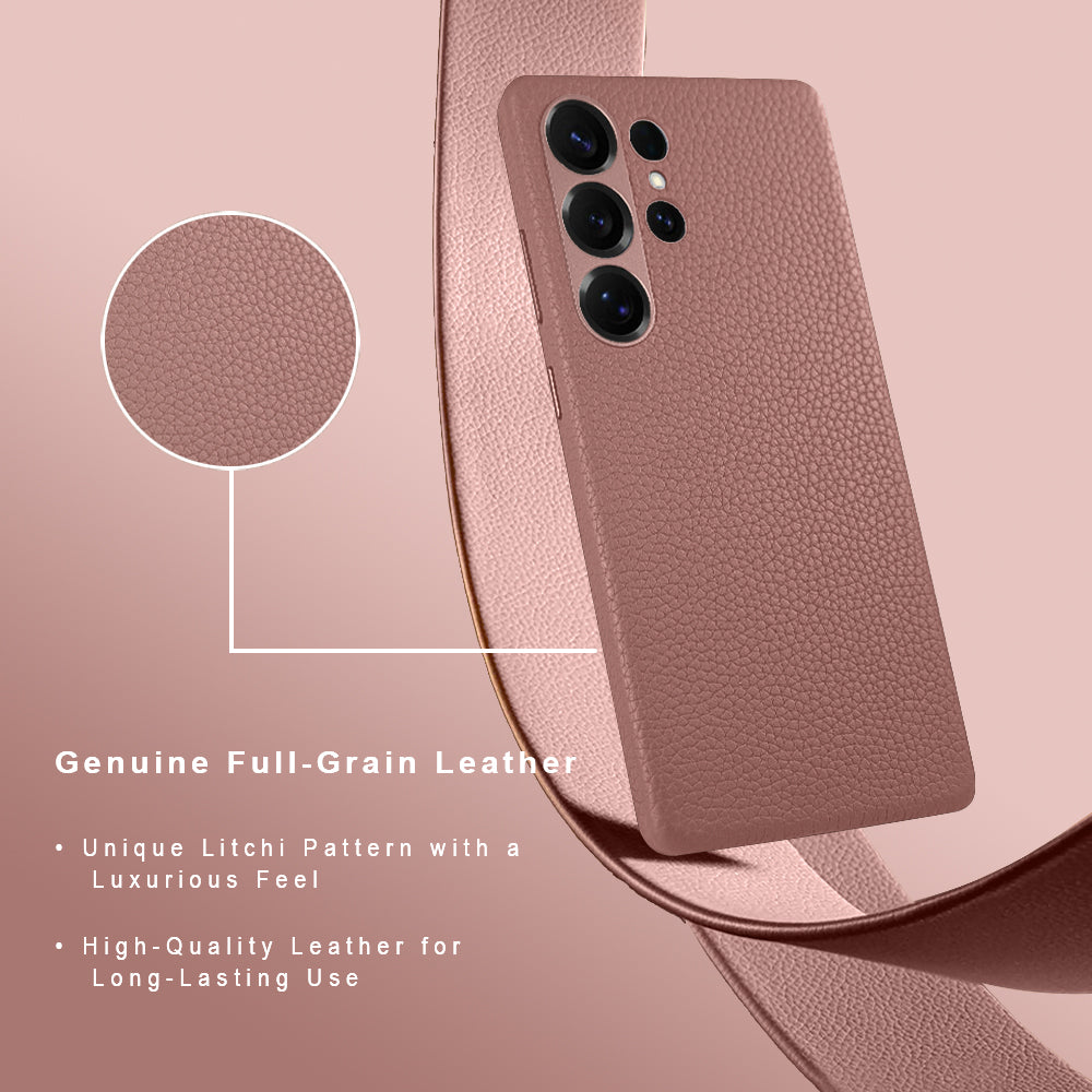 A-Case Amur Genuine Leather Case for Galaxy S25 Ultra - Pink
