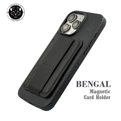 Bengal Card Holder with Magnetic Grip and Extendable Stand-Black