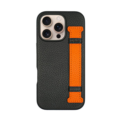 Amur Pro Leather Case For iPhone 16 Series-Orange/Black