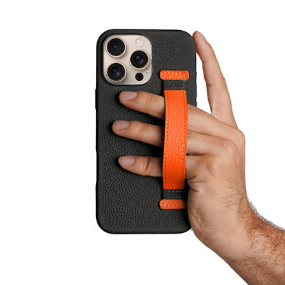 Amur Pro Leather Case For iPhone 16 Series-Orange/Black